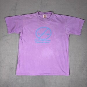 Vintage 90s Oneita Tobacco Free Graphic T-Shirt Purple Single Stitch XL USA Made